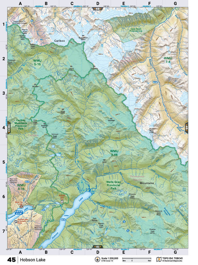 TOBC45 Wall Map - Hobson Lake - Backroad Maps