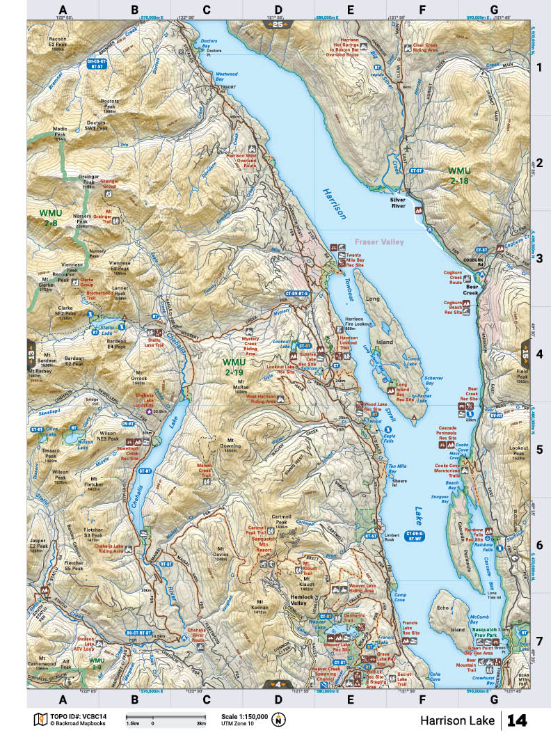 VCBC14 TOPO Map - Harrison Lake - Backroad Maps