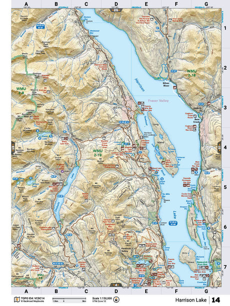 VCBC14 Wall Map - Harrison Lake - Backroad Maps