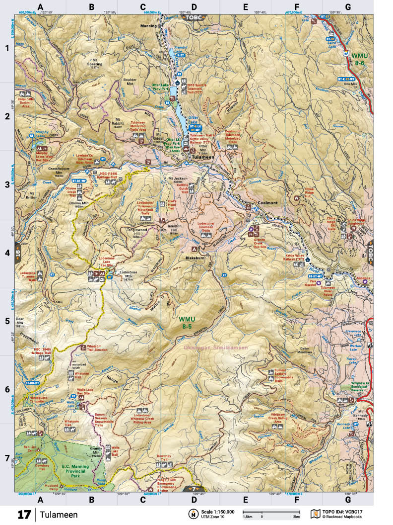 VCBC17 Wall Map - Tulameen - Backroad Maps