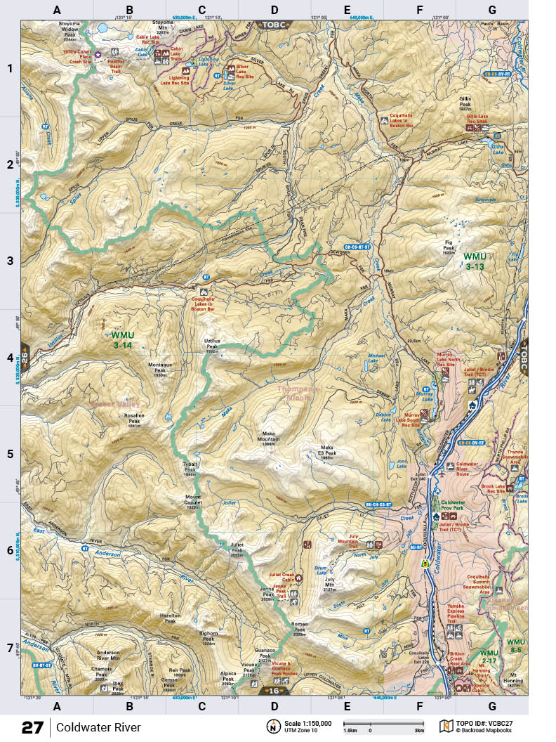 VCBC27 Wall Map - Coldwater River - Backroad Maps