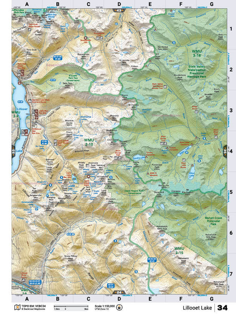 VCBC34 Wall Map - Lillooet Lake - Backroad Maps