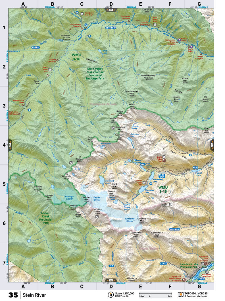 VCBC35 Wall Map - Stein River - Backroad Maps