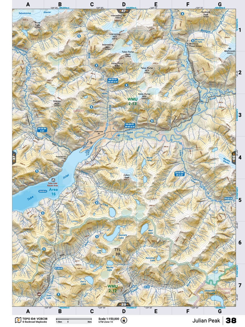 VCBC38 Wall Map - Julian Peak - Backroad Maps