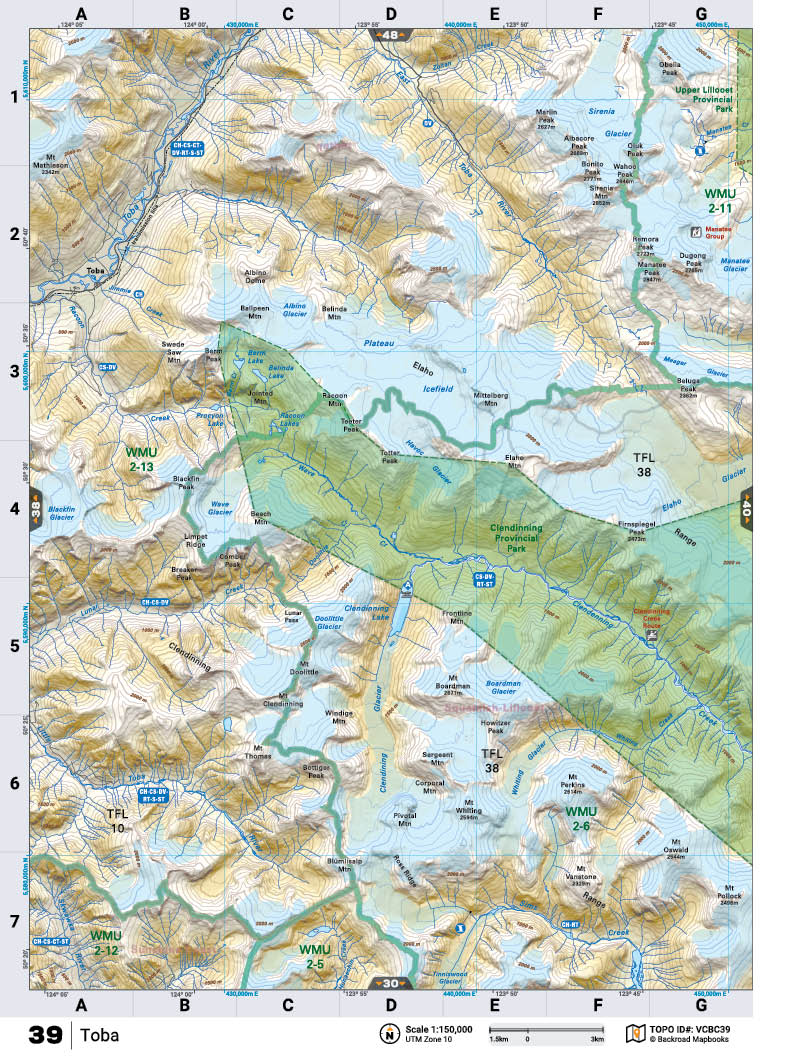 VCBC39 TOPO Map - Toba - Backroad Maps