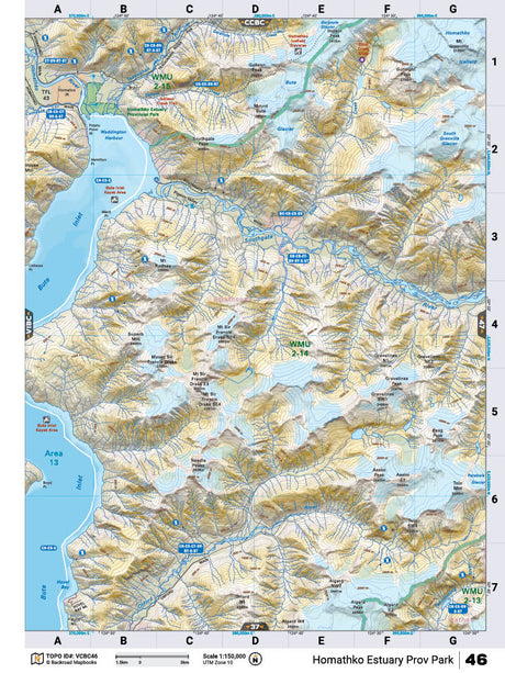 VCBC46 TOPO Map - Homathko Estuary Provincial Park - Backroad Maps