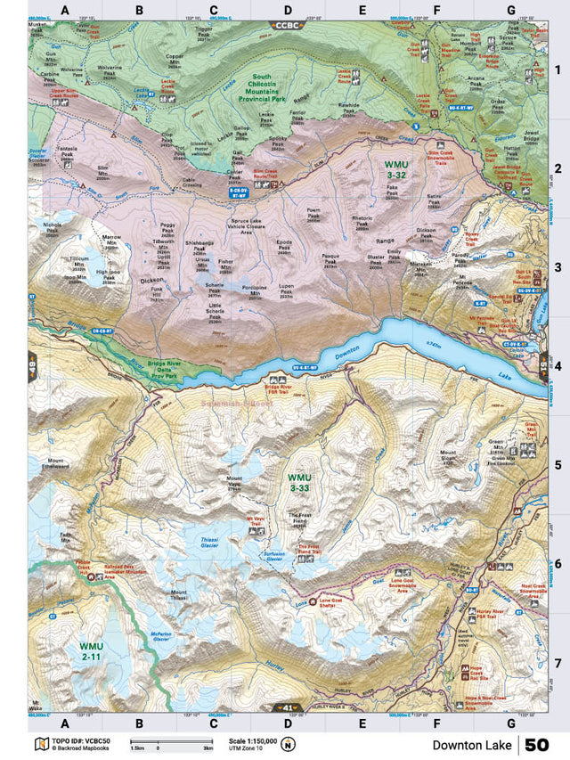 VCBC50 TOPO Map - Downton Lake - Backroad Maps