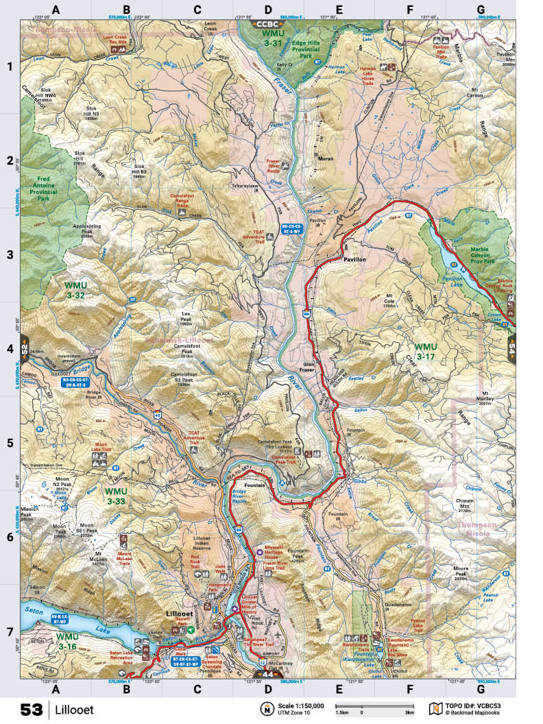 VCBC53 Wall Map - Lillooet - Backroad Maps