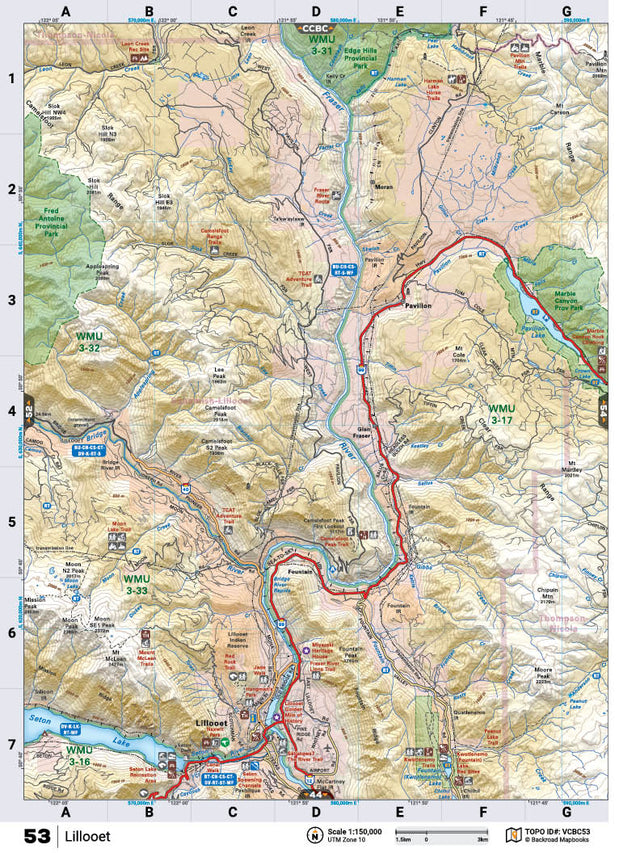 VCBC53 Wall Map - Lillooet - Backroad Maps