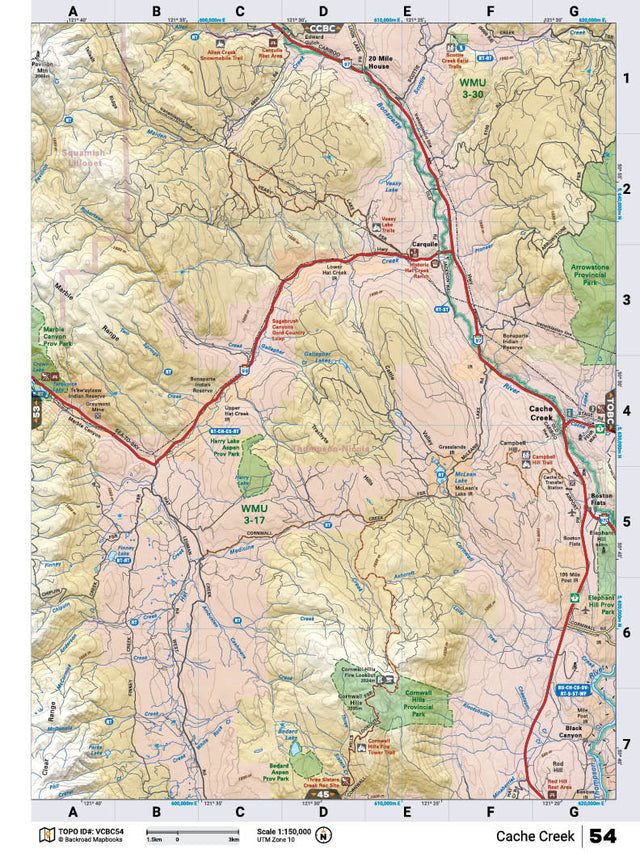 VCBC54 Wall Map - Cache Creek - Backroad Maps