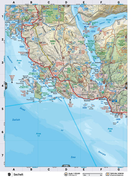 VCBC09 Wall Map - Sechelt - Backroad Maps