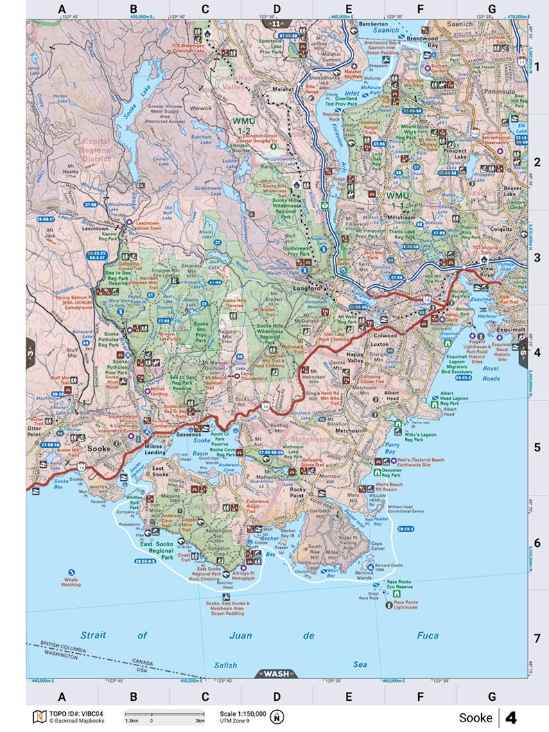 VIBC04 Wall Map - Sooke - Backroad Maps