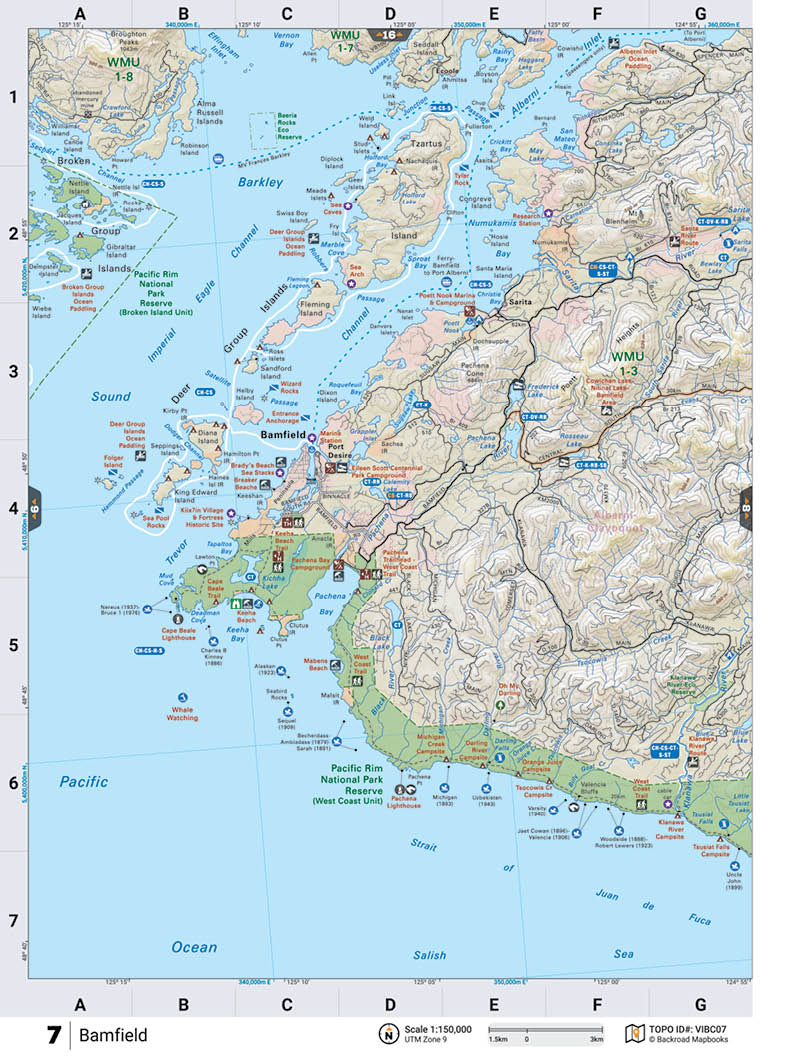 VIBC07 Wall Map - Bamfield - Backroad Maps