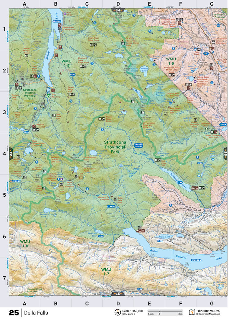 VIBC25 Wall Map - Della Falls - Backroad Maps