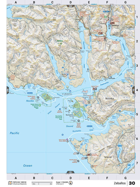 VIBC30 TOPO Map - Zeballos - Backroad Maps
