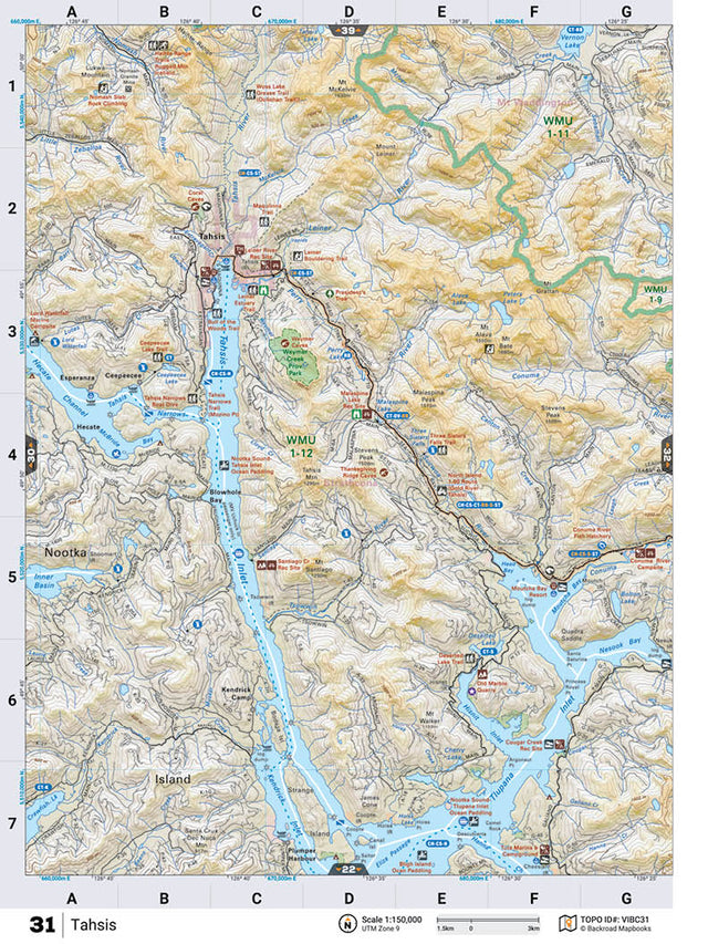 VIBC31 TOPO Map - Tahsis - Backroad Maps