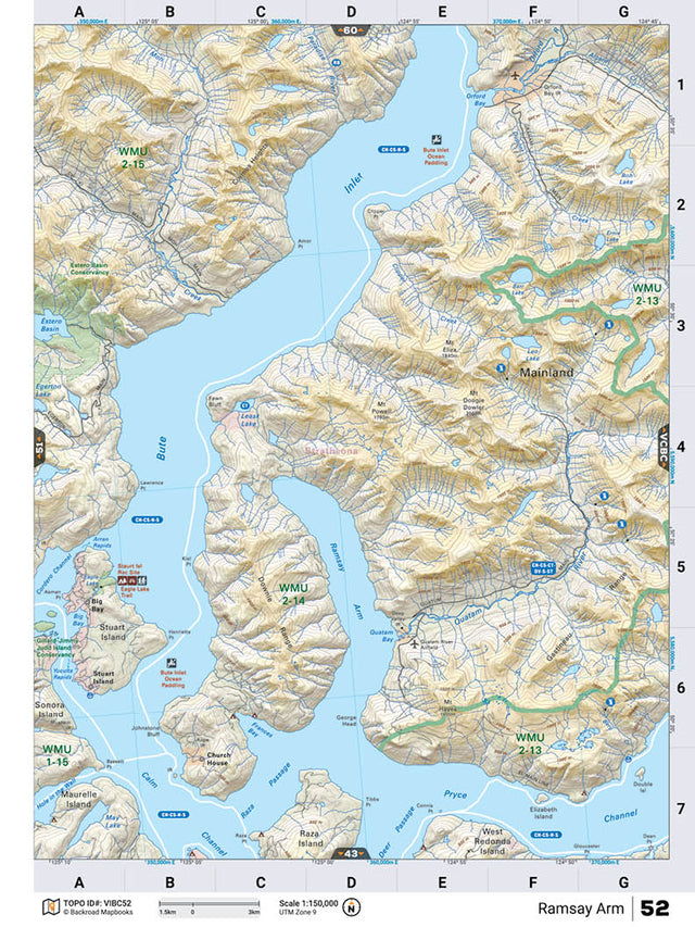 VIBC52 TOPO Map - Ramsay Arm - Backroad Maps