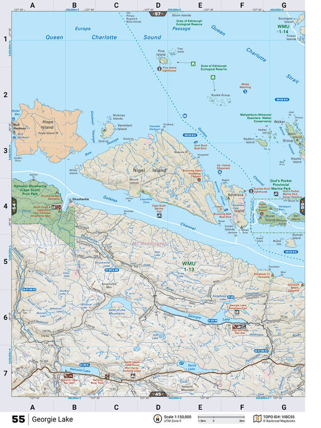 VIBC55 TOPO Map - Georgie Lake - Backroad Maps