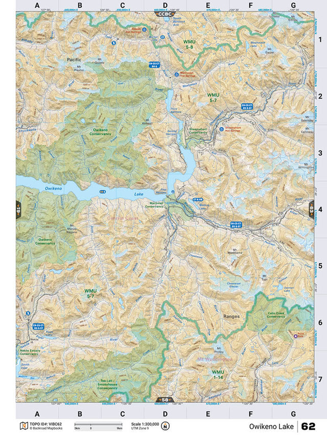VIBC62 TOPO Map - Owikeno Lake - Backroad Maps