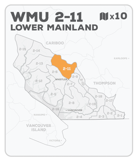 WMU 2-11 Hunting Bundle - Lower Mainland Region BC (10 maps) - Hunting Bundle