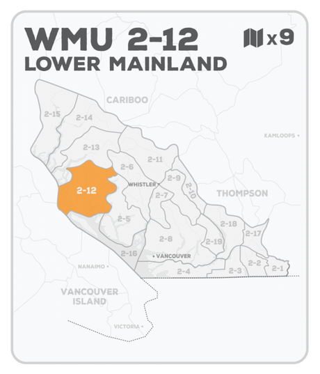WMU 2-12 Hunting Bundle - Lower Mainland Region BC (9 maps) - Hunting Bundle