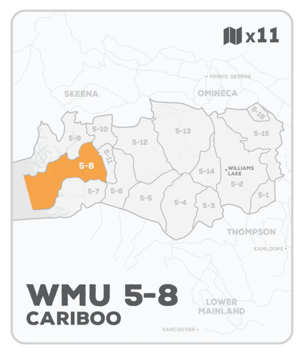 WMU 58 Hunting Bundle Cariboo Region BC (11 maps) Backroad Maps