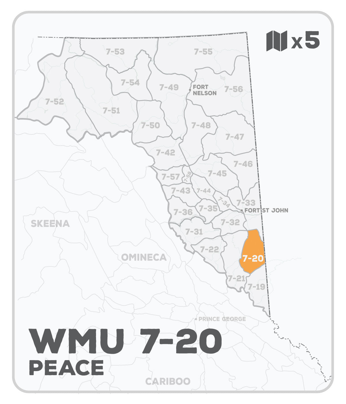 WMU 7-20 Hunting Bundle - Peace Region BC (5 maps) - Backroad Maps