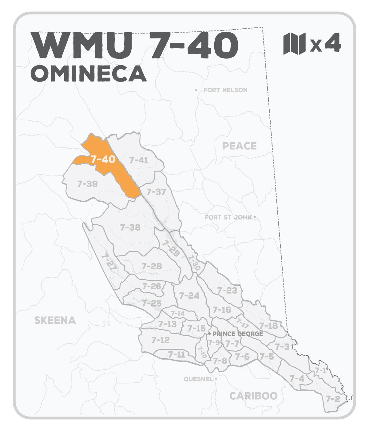 WMU 7-40 Hunting Bundle - Omineca Region BC (4 maps) - Backroad Maps