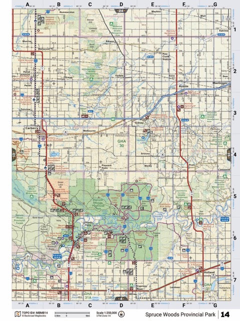 MBMB14 Wall Map - Spruce Woods Provincial Park - Backroad Maps