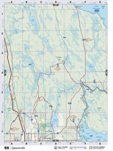 MBMB55 TOPO Map - Gypsumville - Backroad Maps