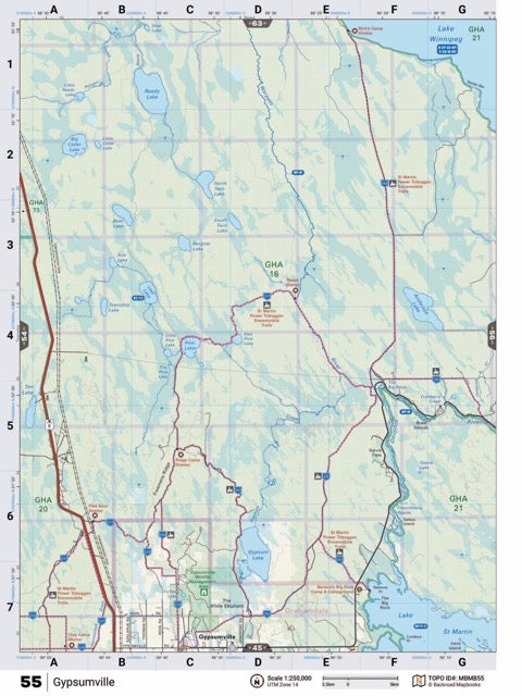MBMB55 Wall Map - Gypsumville - Backroad Maps