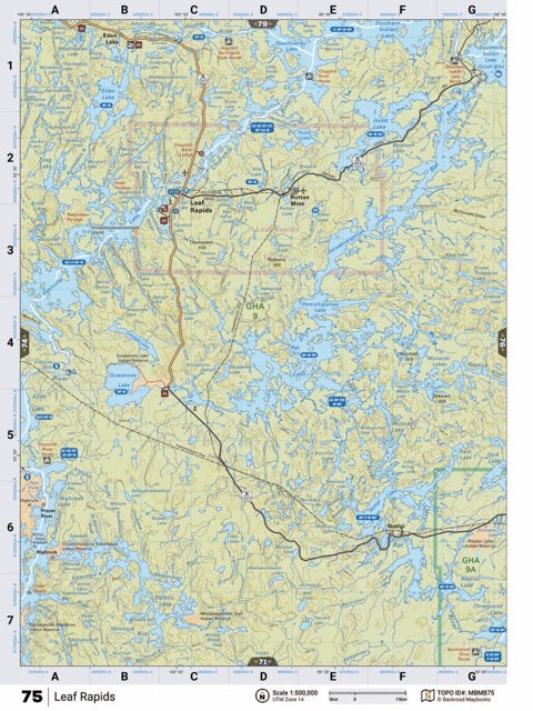 MBMB75 TOPO Map - Leaf Rapids - Backroad Maps