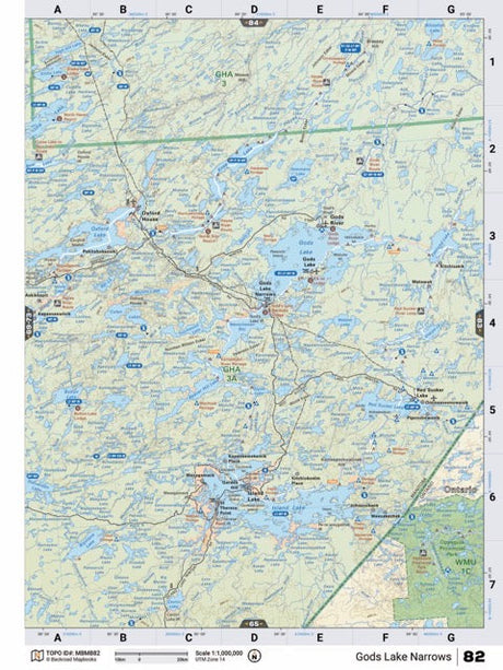 MBMB82 Wall Map - Gods Lake Narrows - Backroad Maps
