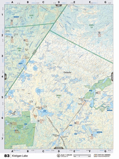 MBMB83 Wall Map - Kistigan Lake - Backroad Maps