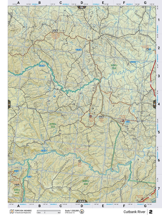 NOAB2 Wall Map - Cutbank River - Backroad Maps