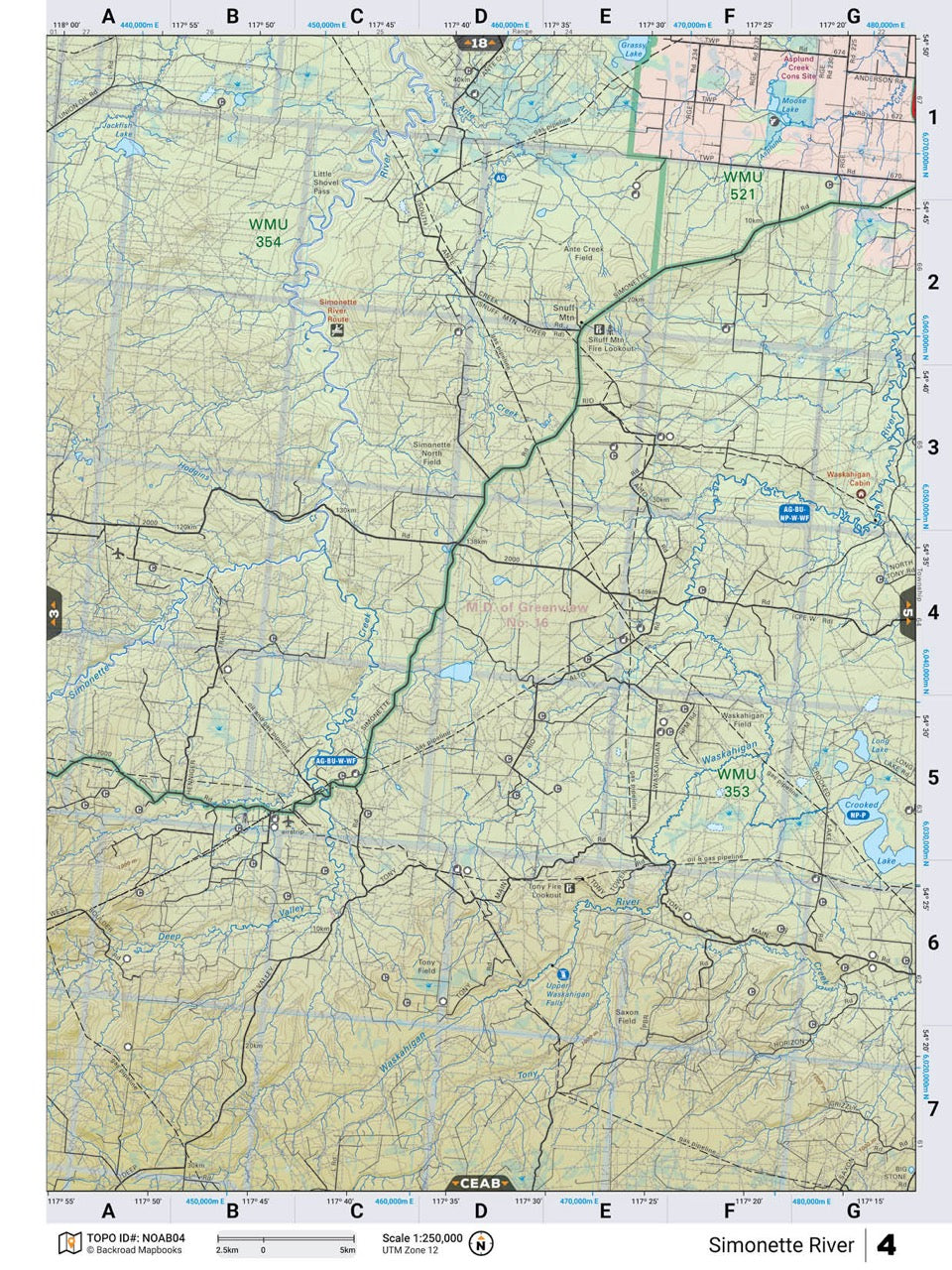NOAB4 TOPO Map - Simonette River - Backroad Maps