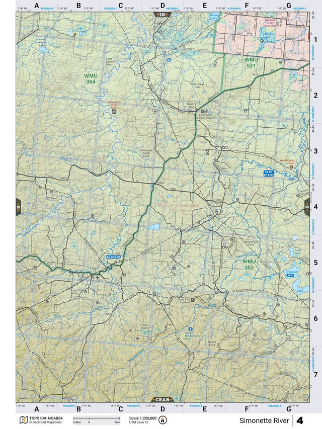 NOAB4 TOPO Map - Simonette River - Backroad Maps