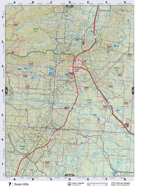NOAB7 Wall Map - Swan Hills - Backroad Maps