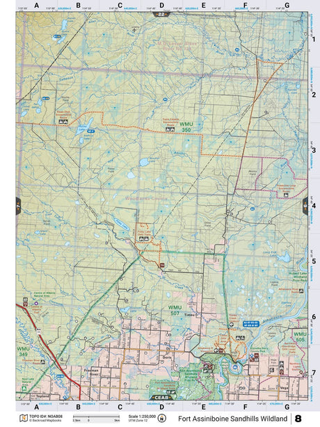 NOAB8 Wall Map - Fort Assiniboine Sandhills Wildland - Backroad Maps