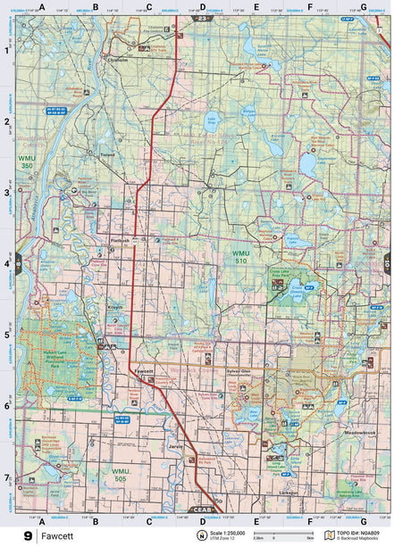 NOAB9 Wall Map - Fawcett - Backroad Maps