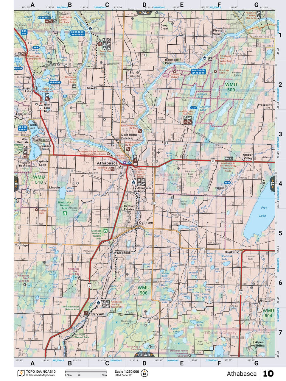 NOAB10 Wall Map - Athabasca - Backroad Maps