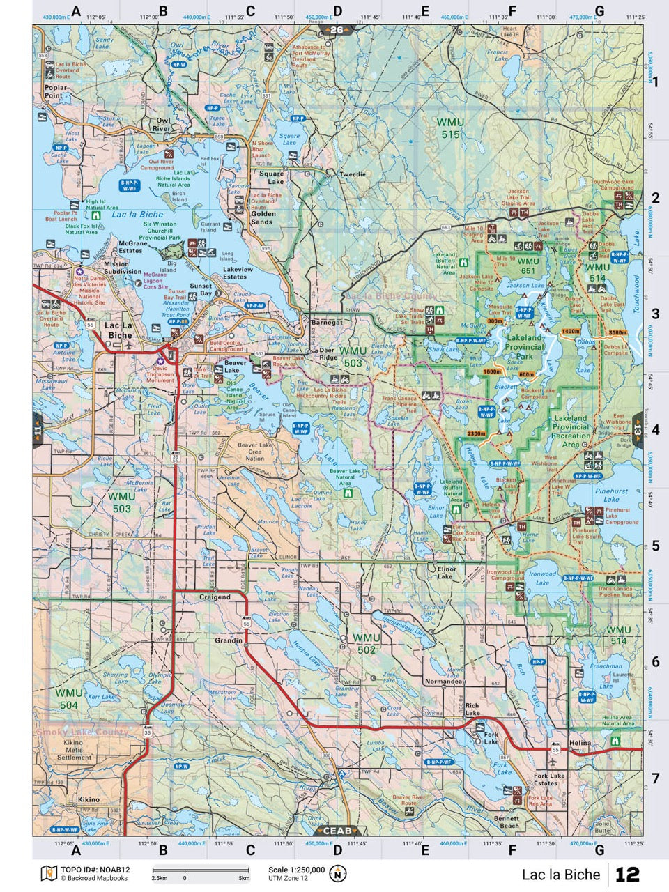 NOAB12 TOPO Map - Lac La Biche - Backroad Maps