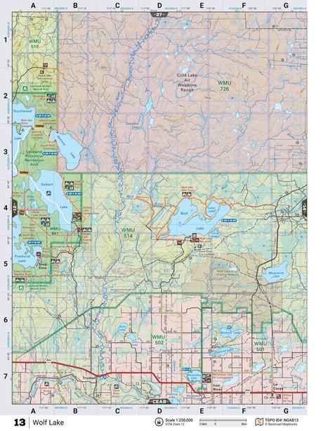 NOAB13 Wall Map - Wolf Lake - Backroad Maps