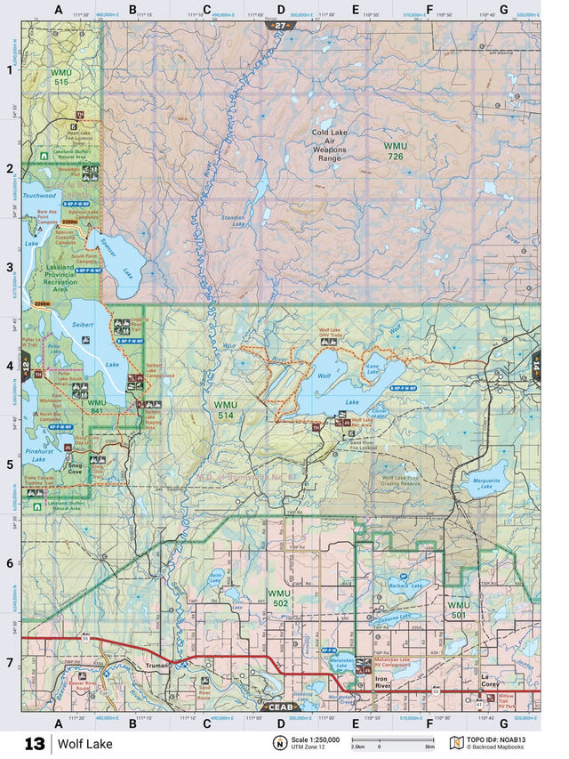 NOAB13 Wall Map - Wolf Lake - Backroad Maps