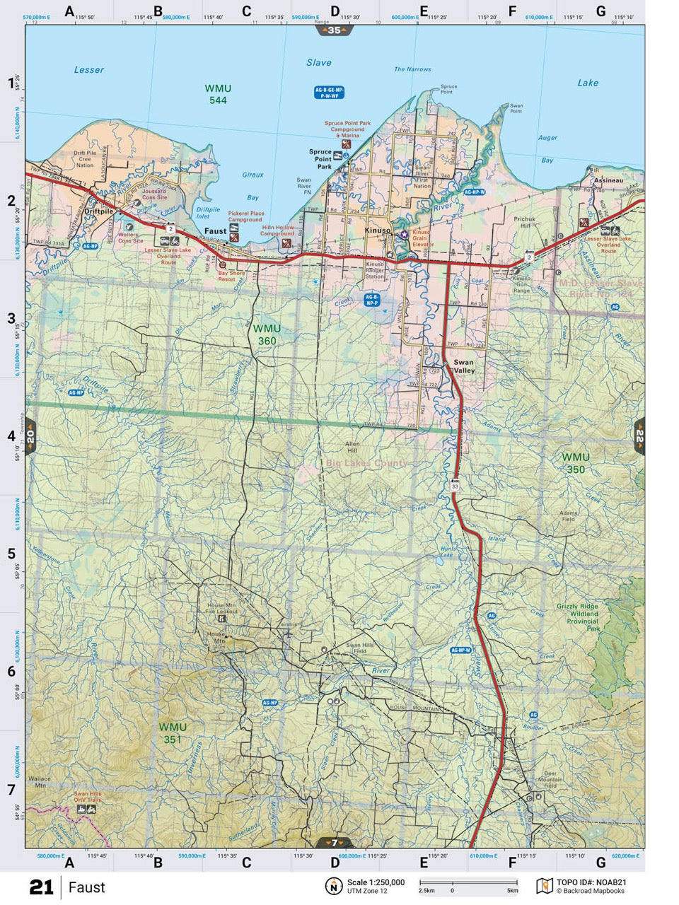 NOAB21 Wall Map - Faust - Backroad Maps