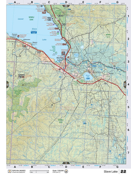 NOAB22 Wall Map - Slave Lake - Backroad Maps