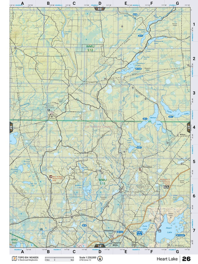 NOAB26 Wall Map - Heart Lake - Backroad Maps