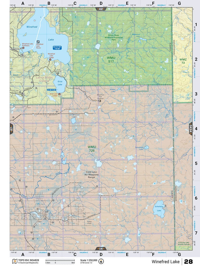 NOAB28 Wall Map - Winefred Lake - Backroad Maps