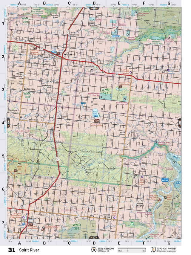 NOAB31 Wall Map - Spirit River - Backroad Maps