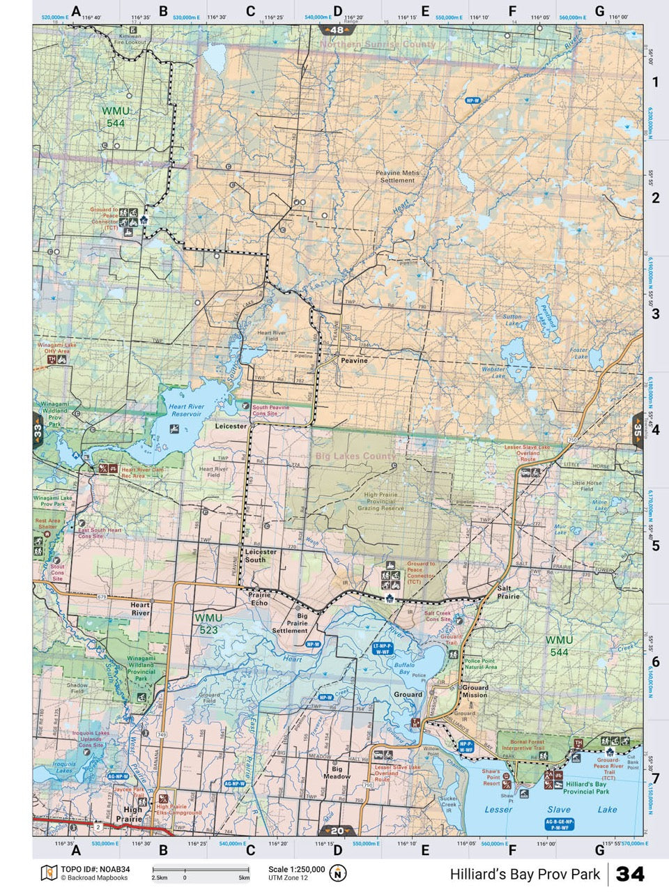 NOAB34 Wall Map - Hillard's Bay Provincial Park - Backroad Maps